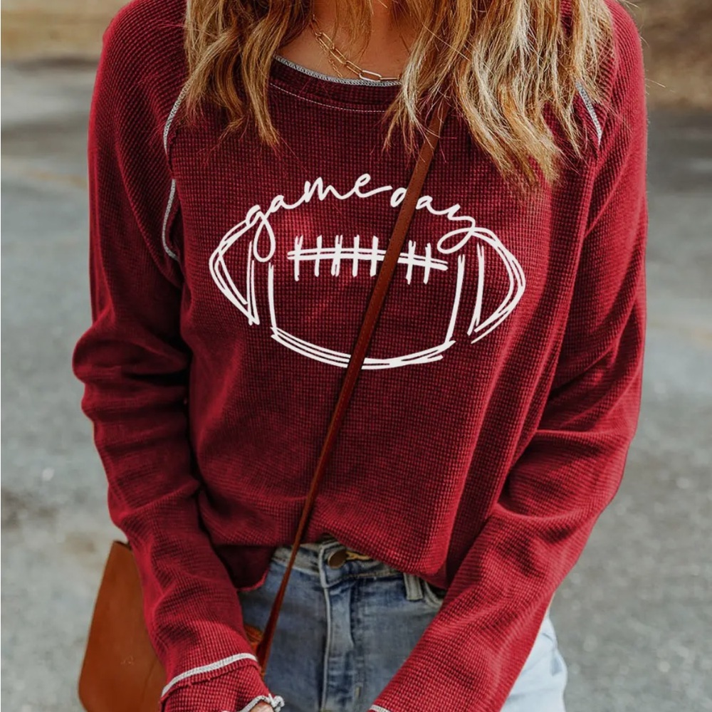 Red Game Day Football Graphic Top